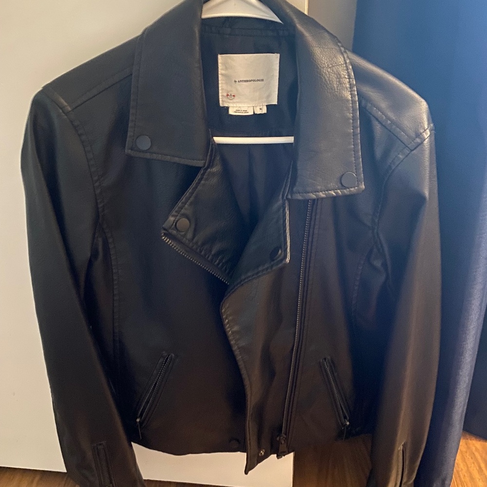 Anthropologie faux leather moto size M